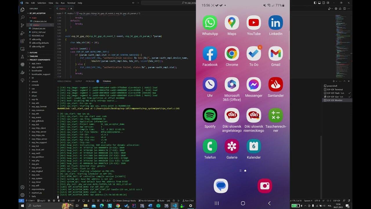 esp32 bluetooth spp acceptor example YouTube