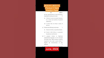 IGNOU BCA | BCS-011 & BCS-111 Previous Year Question Papers | Last 5 Years | BCA / BCA_NEW