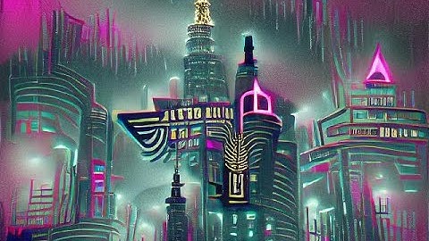"an astral city in the style of cyberpunk noir art deco" - VQGAN+CLIP_(Mse regulized z+quantize_meth