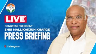 LIVE: Congress President Shri Mallikarjun Kharge interacts with the media in Hyderabad, Telangana.