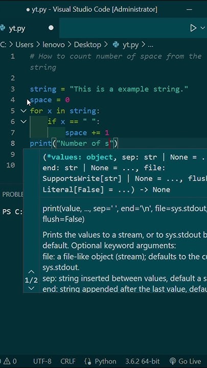 Count space in python string program - YouTube