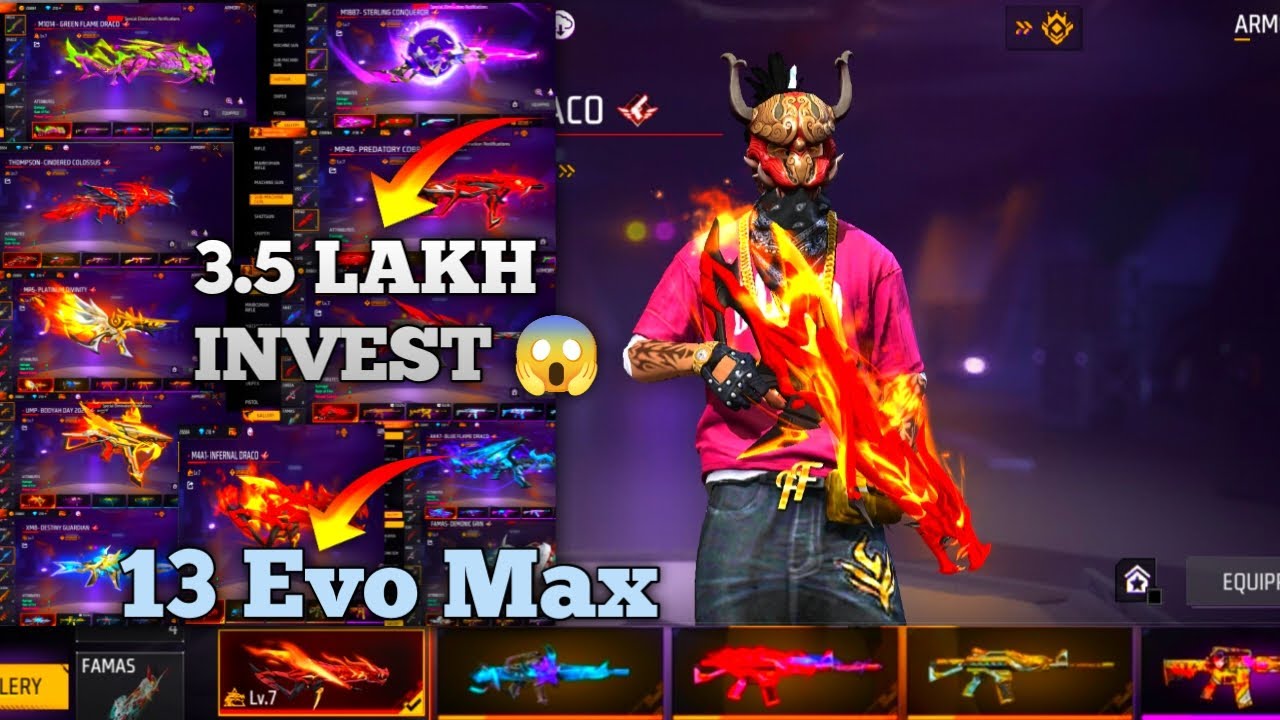 3.5 Lakh Investment Collection Free Fire Max Game Video 😱Bawal Collection Bhai 9 Max Evo Available