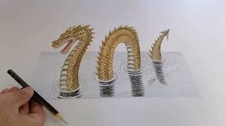 طريقة رسم تنين الأبعاد خطوة بخطوة من البداية/ how to draw a Dragon 3D /3D easy /تعليم الرسم