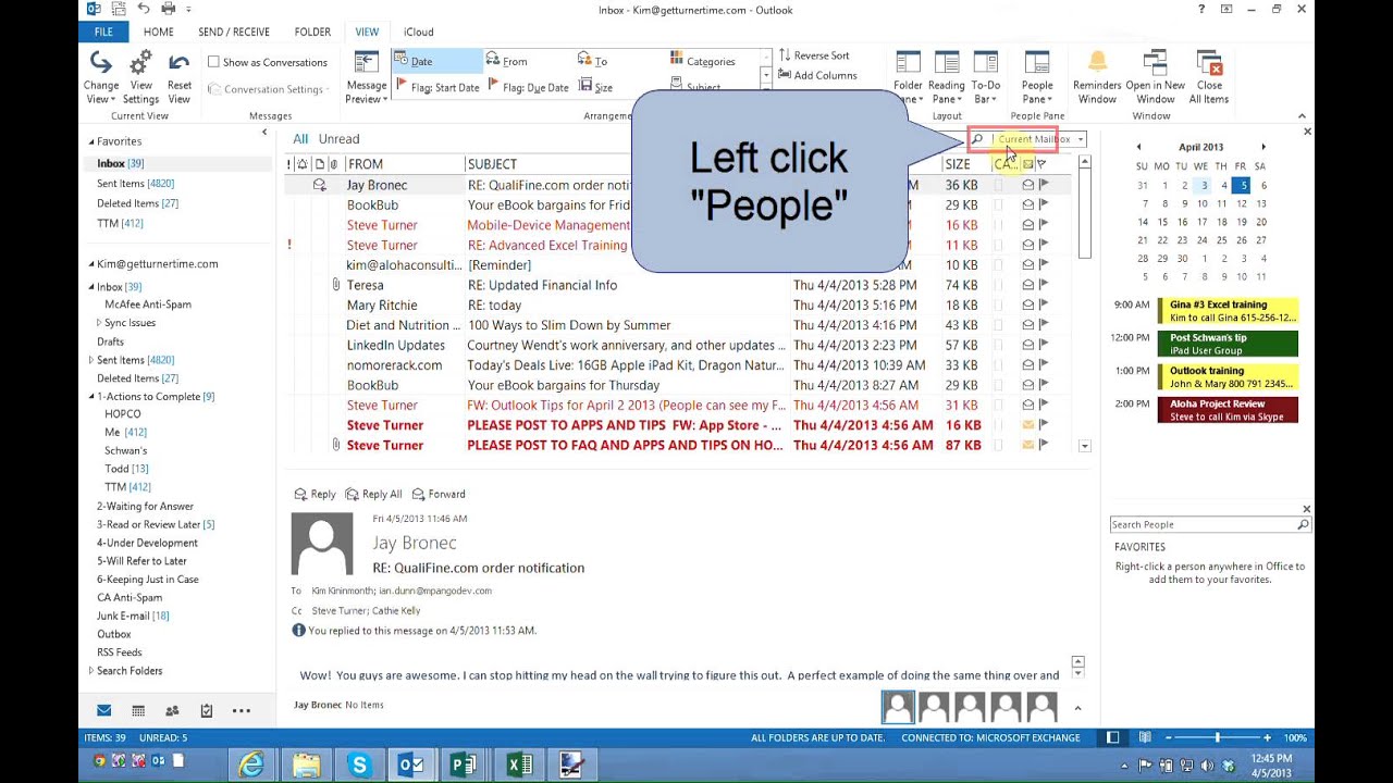 How To Turn On And Use The To Do Bar In Outlook 2013 By Turner Time