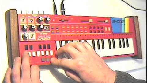 Red Casio PT-80, circuit bent by S-Cat.