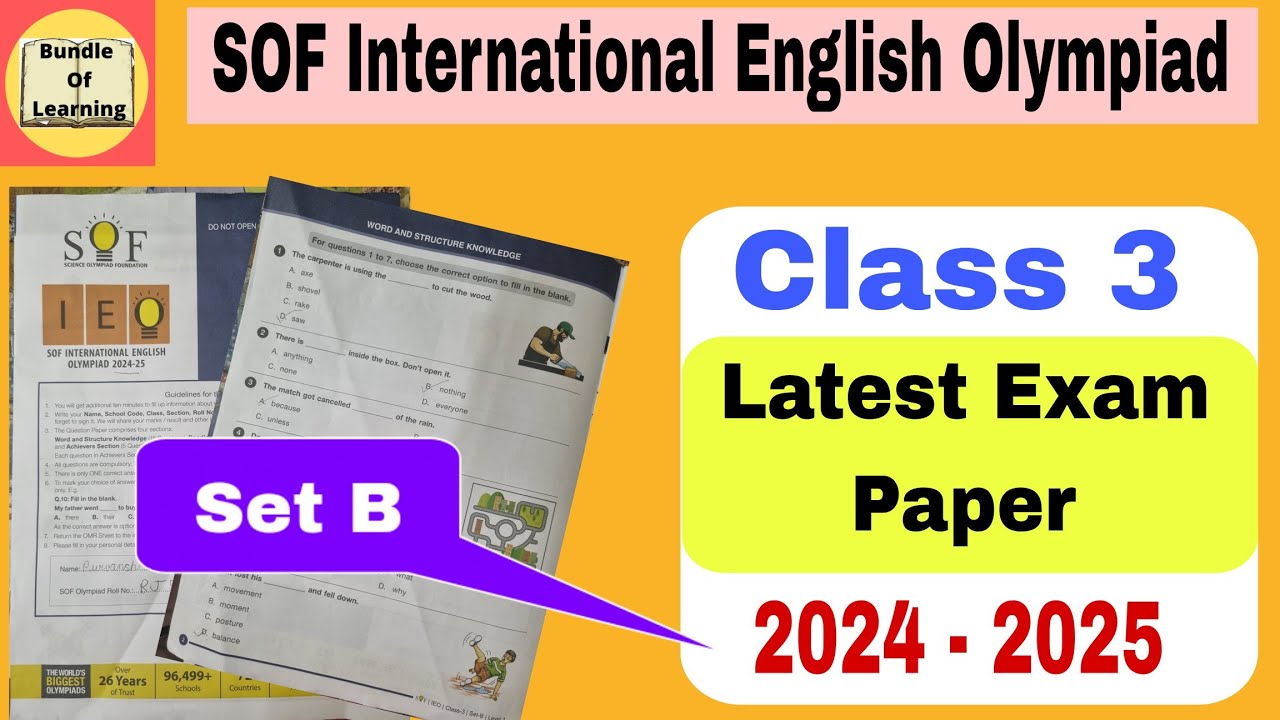 SOF International English Olympiad Exam 2024 2025 | Class 3 English ...