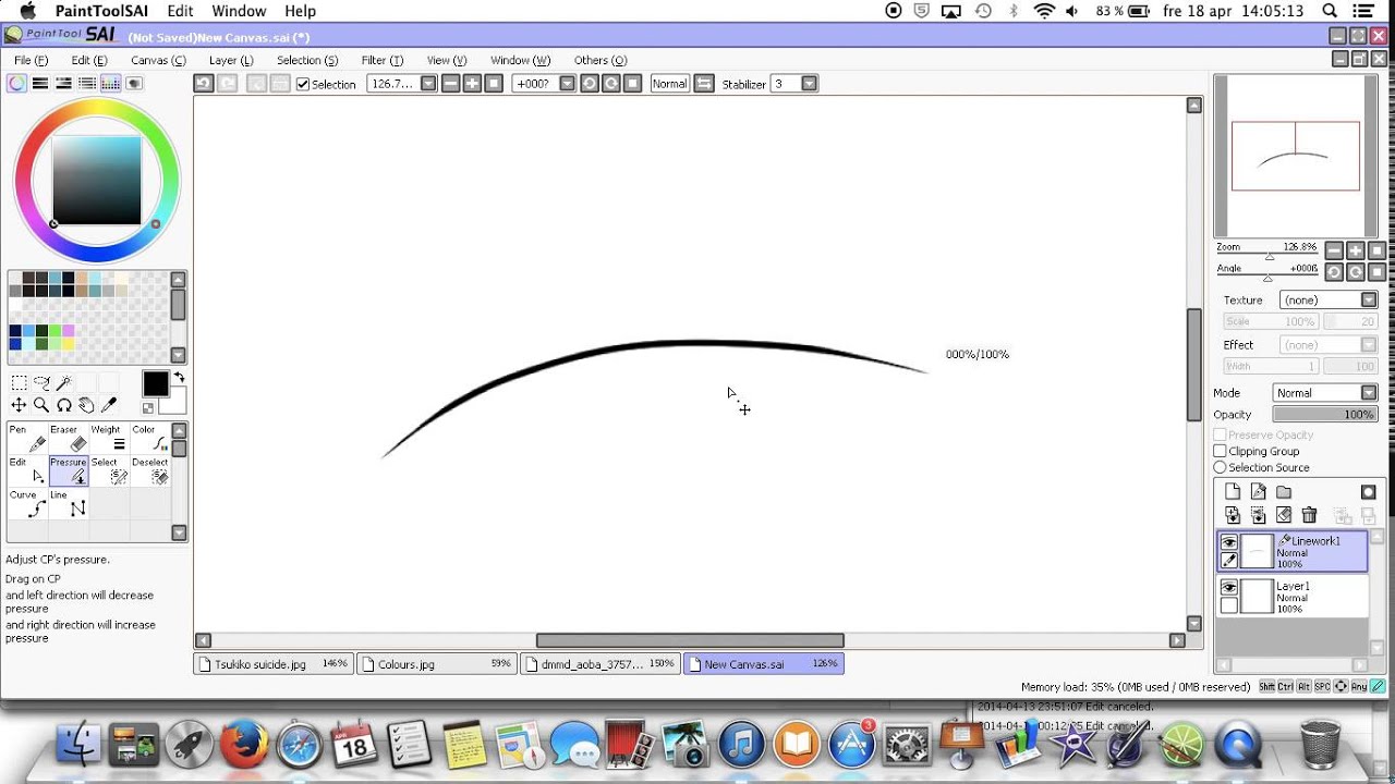 Pressure lines in PaintTool SAI