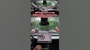 FSD 13.2.9 move out with awkward pause, moves to R Ln. NYP Columbia Test #teslafsd #fsdbeta #fsd