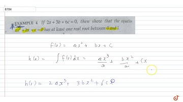 If 2a+3b+6c = 0, then show that the equation `a x^2 + bx + c = 0` has atleast one real root bet...