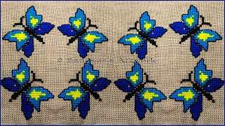 Beautiful Butterfly Cross Stitch? Embroidery Design On Sitting mat, Doormat, Cushion or Table covers