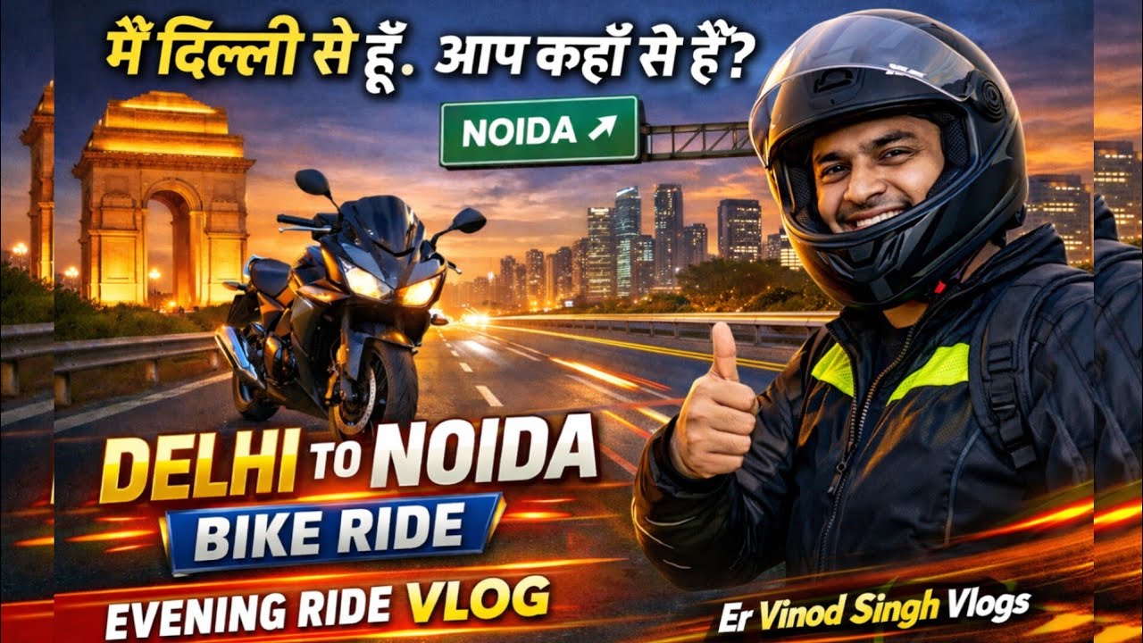 मैं दिल्ली से हूँ। आप कहाँ से हैं? | Delhi to Noida Bike Ride 🏍 | Evening Ride Vlog ! Er Vinod Singh