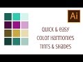 Illustrator - Tints Shades and Color Harmonies in seconds