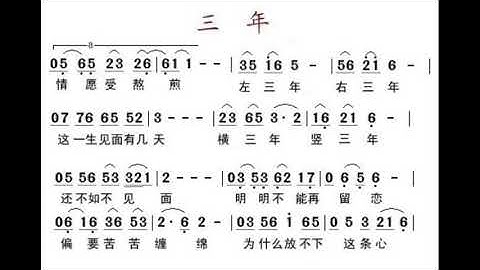 三 年 降E调伴奏 Three years - instrumental in E flat