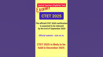 CTET 2025 Notification #ctet #ctetexam CTET Exam Date #ctetexam2025
