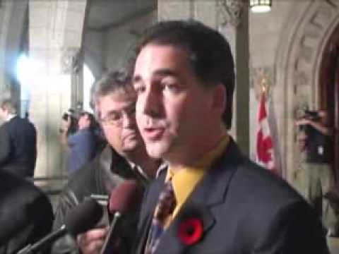 Brian in a House of Commons scrum addressing questions related to job losses in the Auto Sector