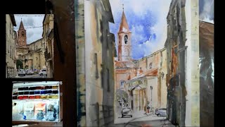 ACQUERELLO Scorcio Urbano: messa a fuoco WATERCOLOR Urban glimpse contrasts focus Demo tutorial