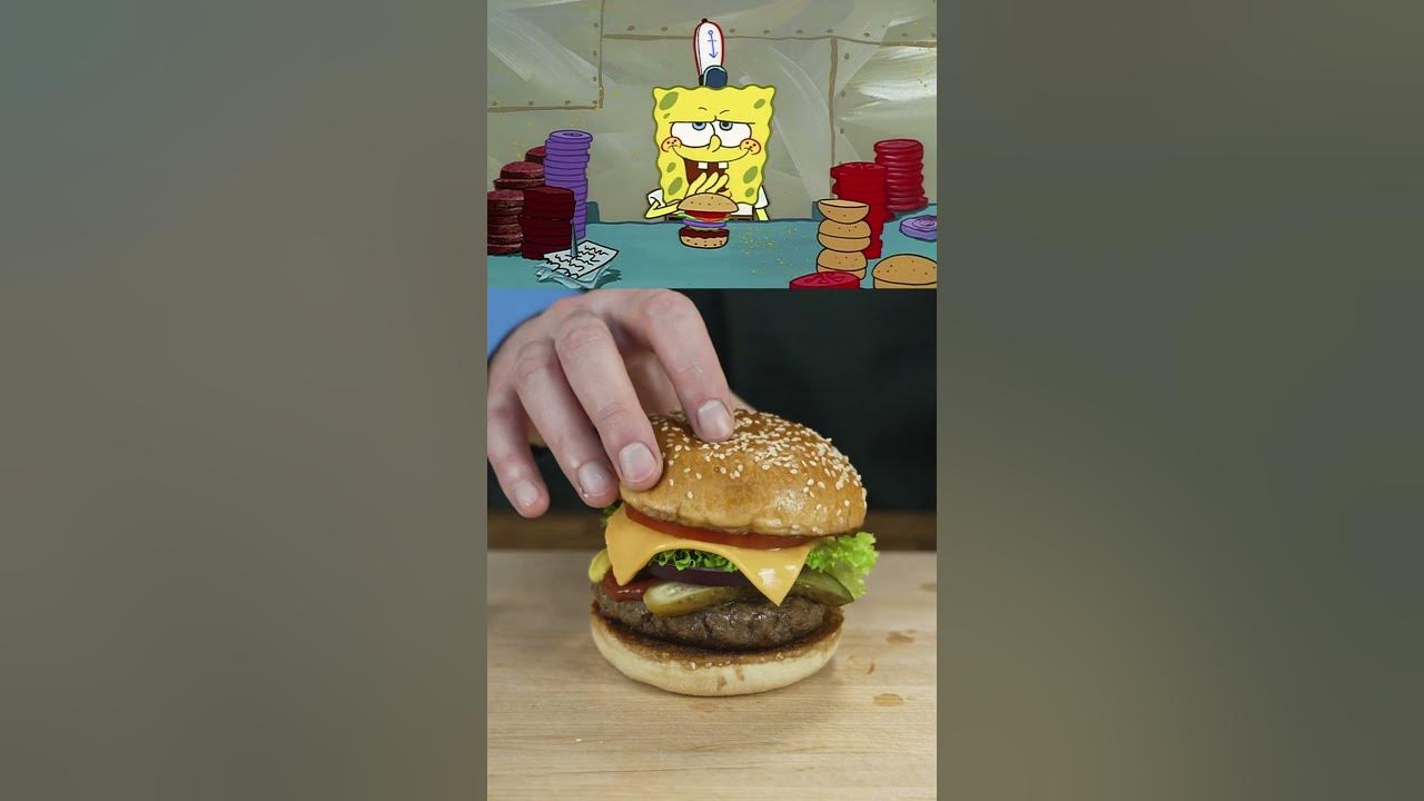 Spongebob's Krabby Patty Extra Onions 🍔One Crying Johnny, coming up! #spongebob #krabbypatty #burger