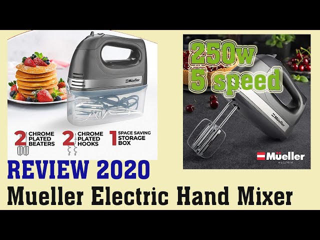 Mueller Electric Hand Mixer, 5 Speed 250W Turbo with Snap-on
