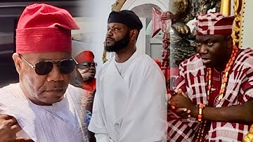 SEE HOW ALAFIN OF OYO WELCOME GODSWILL AKPABIO & SEYI TINUBU AS HE MADE HIM OKANLOMO OF YORUBA LAND