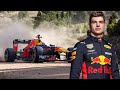 Max verstappen drives f1 car in the rocky mountains 