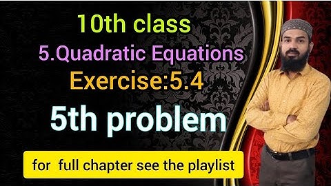 5.Quadratic equations Ex:5.4(5th problem)SSC,CBSE Telangana  10th class