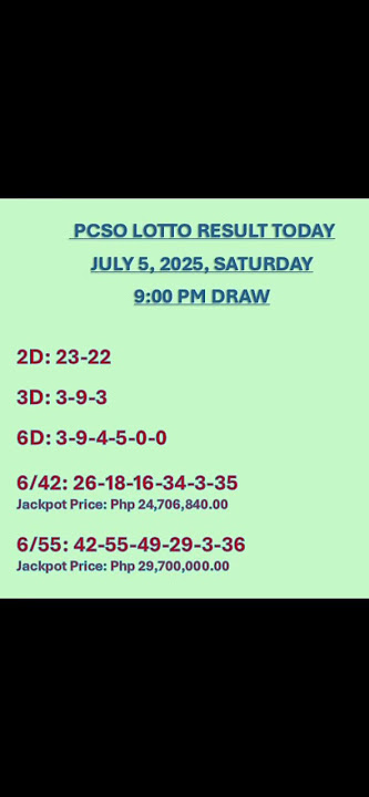 PCSO LOTTO RESULT TODAY JULY 5, 2025, SATURDAY  9:00 PM DRAW #lottoresulttoday #highlights #fyp
