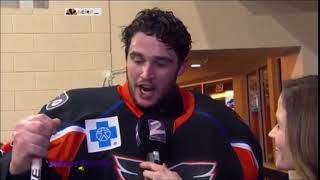 Alex Lyon Post Game On Air Interview