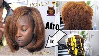 HOW TO STRAIGHTEN HAIR WITH NO DRCT HEAT AND NO CHEMICALS MAGIC ROLLER SET ON 4B HAIR  #type4hair