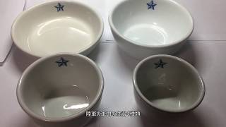 戦中の日本陸軍向け食器5点　飯皿、皿、汁椀、湯呑、蒸茶碗