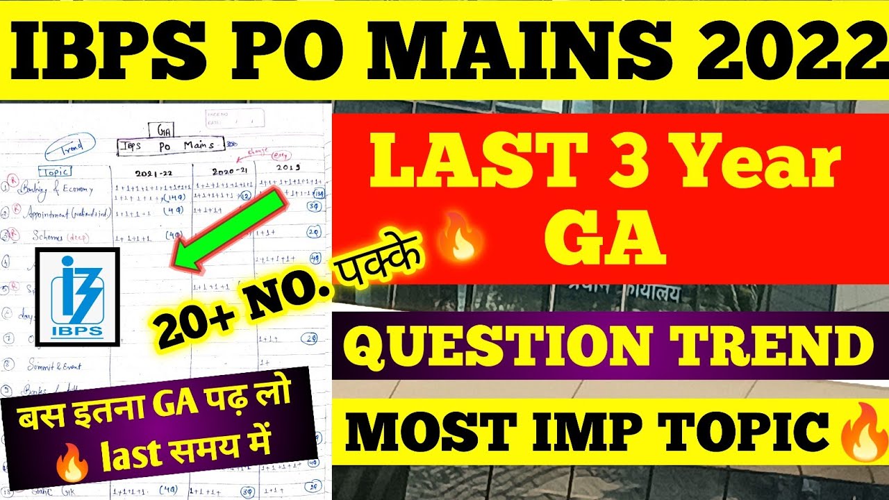IBPS PO Mains GA MOST important topic 2022 🔥last 3 year GA Question ...