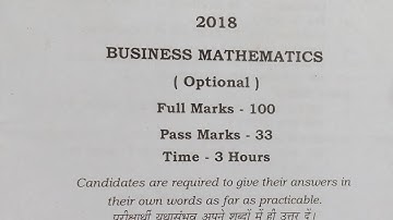 #13_Businessmaths Class 12th previous year 2018 Question paper jac board II Bmt II commerce