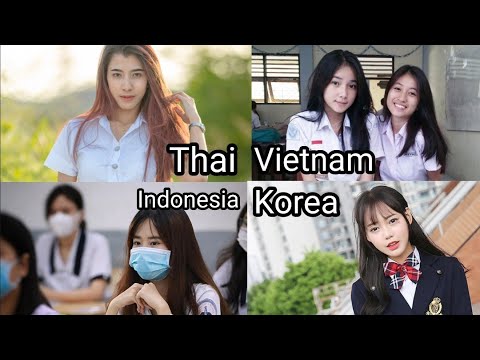 Asian girl school uniform compilation : Thai vs Indonesia vs Vietnam vs Korea