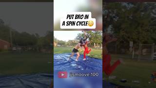 PUT BRO IN A SPIN CYCLE😳#slipnslide #tacklefootball #37u #saquonbarkley #spincycle #touchdown