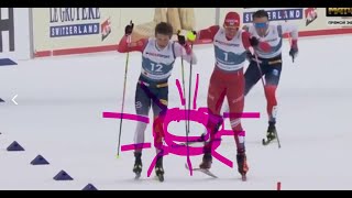 Bolshunov Klaebo! Bolshunov himself breaks the pole. Klaebo did&#39;t touch Alexander. FIS are impotent