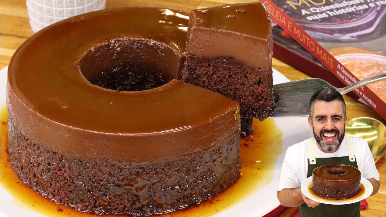BOLO PUDIM DE CHOCOLATE - JÁ SAI RECHEADO DO FORNO - BOLO BRIGADEIRÃO - Receitas de Pai