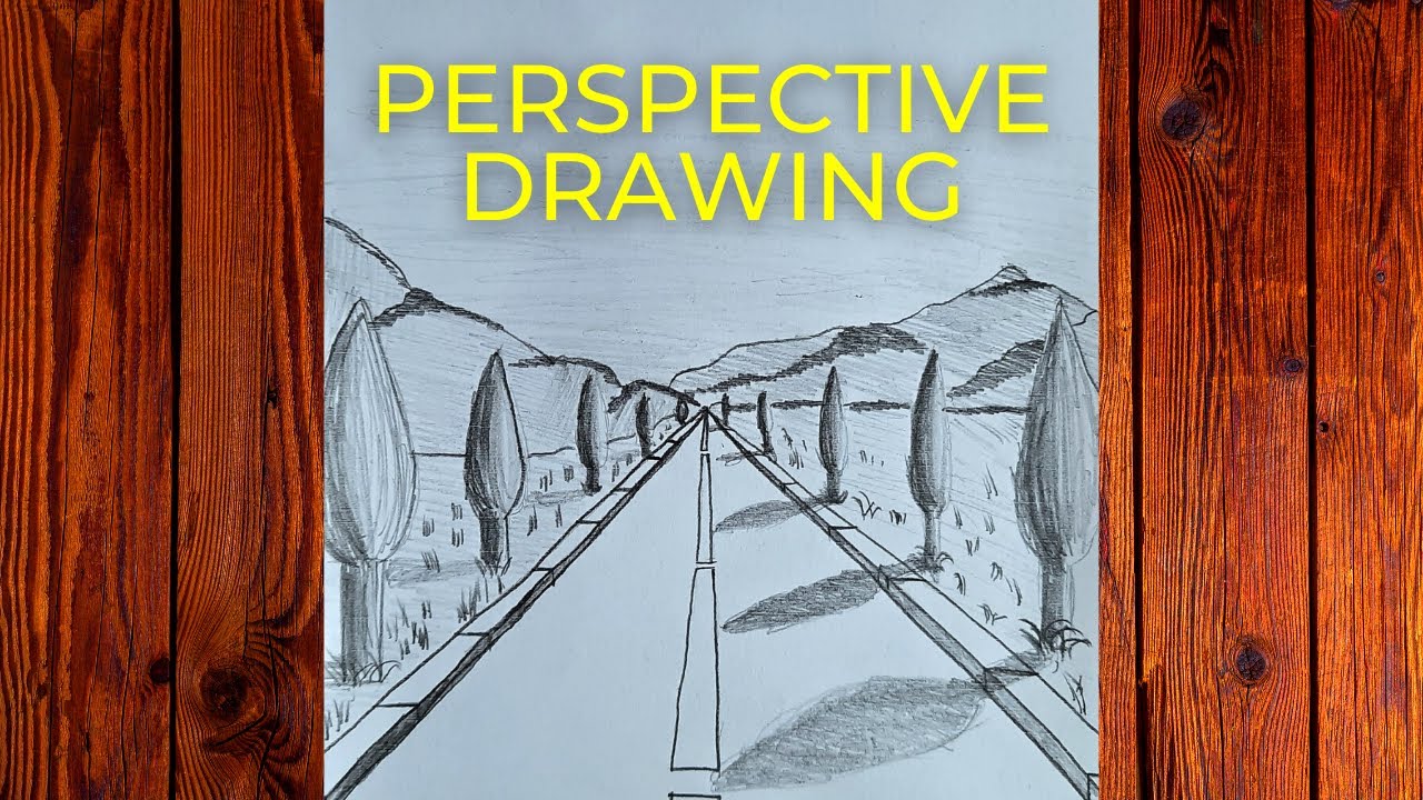 How To Draw 1 Point Perspective, One Point Perspective Road Drawing