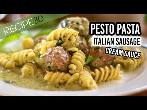 Easy Pesto pasta sausage meat balls in cream sauce