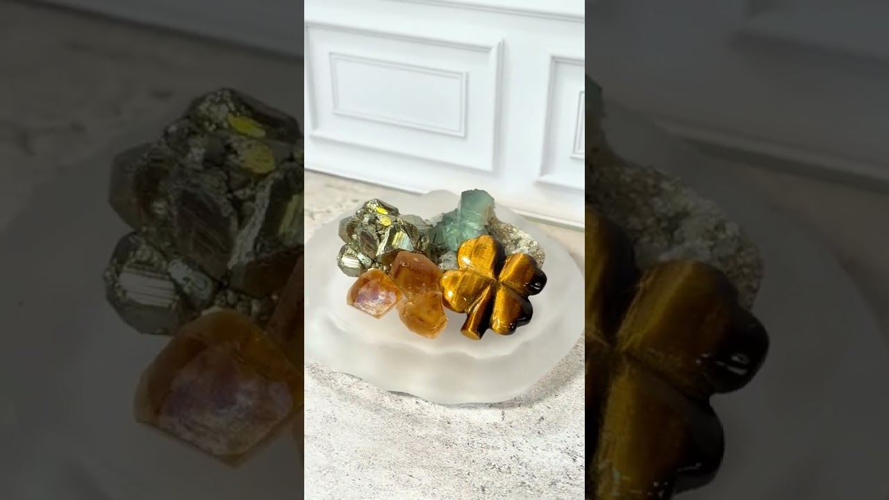 Video preview: The Career Success Set: Citrine, Fluorite, Pyrite and Tiger Eye Crystal Display Set