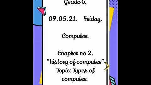 Chapter#2 History of Computer Topic:Types of computer (Computer) Grade VI