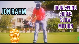 Jon Rahm Iron Swing in Super Slow Motion,  face on