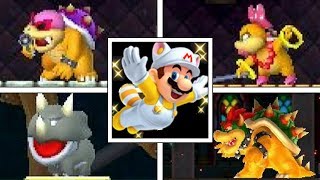 New Super Mario Bros 2: All Boss Fights With White Tanooki Suit Mario