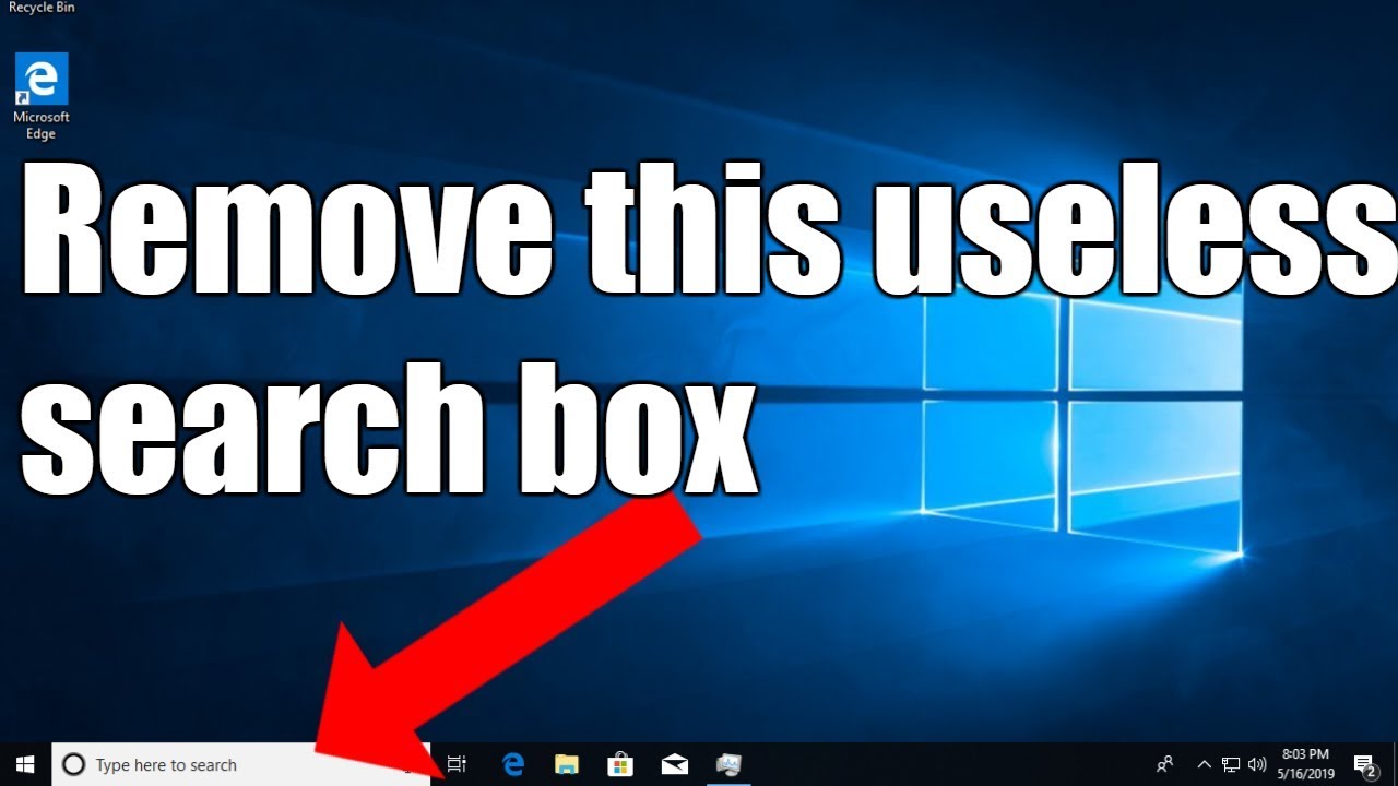 How To Remove Windows 10 Search Bar From Taskbar YouTube