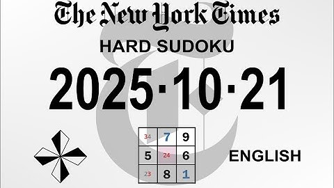 NYT HARD SUDOKU  Oct. 21, 2025
