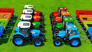 Transport Colored Soccer Balls With Claas And New Holland Tractors - Farming Simulator 22