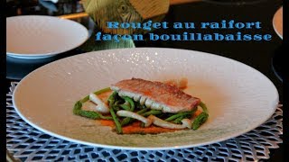 [recette de chef] rouget au raifort, asperges sauvages et jus façon bouillabaisse