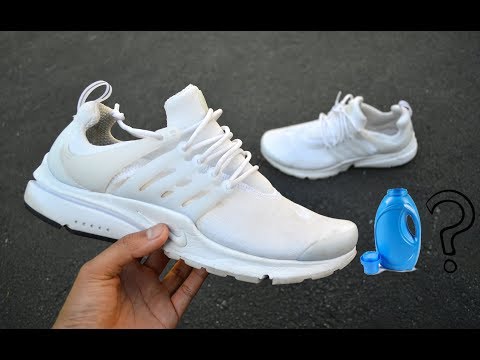 clean white running shoes