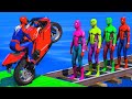 Superheroes On a Motorcycle Ride On The Stairs With Sharks Jump | GTA 5 MODS