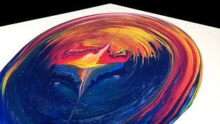 TROPICAL LIQUID SUNSET Fluid Art! A Fire and Ice Abstract Pour Painting!