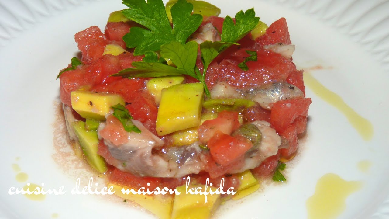Tartare de tomates aux anchois  maison et avocat