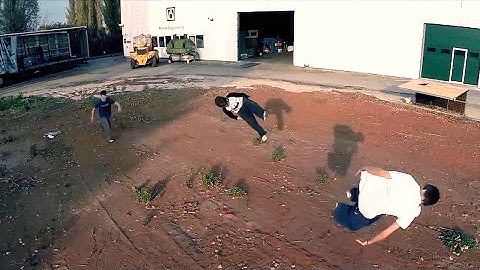 Parkour with autonomous flying camera HEXO+